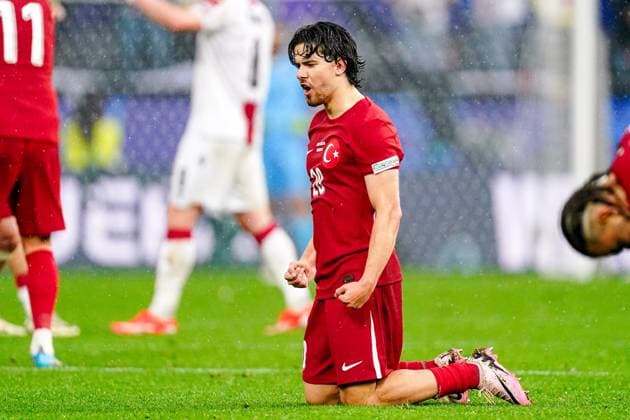 2024-06-18 Turkiye v Georgia - Group F - UEFA EURO, EM, Europameisterschaft,Fussball 2024 DORTMUND, GERMANY - JUNE 18: Ferdi Kadioglu of Turkiye celebrates his sides win during the Group F - UEFA EURO 2024 match between Turkiye and Georgia at BVB Stadion Dortmund on June 18, 2024 in Dortmund, Germany. (Photo by Joris Verwijst BSR Agency) Dortmund Germany Content not available for redistribution in The Netherlands directly or indirectly through any third parties. Copyright: xBSRxAgencyx