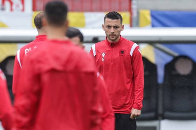 EURO 2024, Nationalteam Albanien, Training Albania Training Session: Group B - UEFA EURO, EM, Europameisterschaft,Fussball 2024 Arber Hoxha of Albania during Albanian National Football Team training session at Millerntor Stadium on June 18, 2024 in Hamburg, Germany. LukaxStanzl PIXSELL
