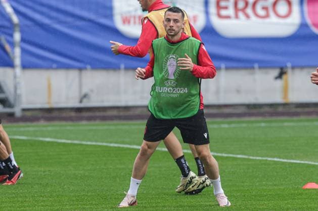EURO 2024, Nationalteam Albanien, Training Albania Training Session: Group B - UEFA EURO, EM, Europameisterschaft,Fussball 2024 Arber Hoxha of Albania during Albanian National Football Team training session at Millerntor Stadium on June 18, 2024 in Hamburg, Germany. LukaxStanzl PIXSELL