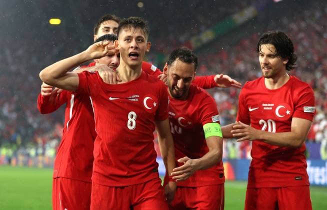 Arda Güler of Türkiye celebrates scoring a goal to make the score 2-1 Turkiye v Georgia, UEFA European Championship, EM, Europameisterschaft 2024, Group F, Football, BVB Stadion, Dortmund, Germany, 18 Jun 2024 EDITORIAL USE ONLY No use with unauthorised audio, video, data, fixture lists, club league logos or live services. Online in-match use limited to 120 images, no video emulation. No use in betting, games or single club league player publications. Copyright: xPaulxCurrie Shutterstockx 14543470dj