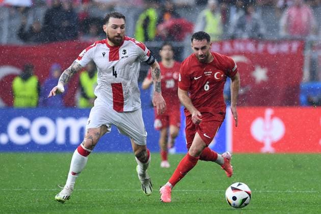 Soccer UEFA EURO 2024 Group Stage 1 Matchday Turkey Georgia on 18 06 2024 at BVB Stadion Dortmund in Dortmund Guram Kashia Georgia , left Orkun Kökcü Turkey , right xRx