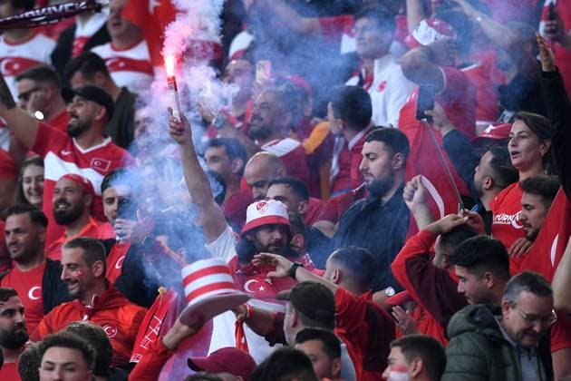 Soccer UEFA EURO 2024 group stage 1 matchday Turkey Georgia on 18 06 2024 at BVB Stadium Dortmund in Dortmund Burning of pyro pyrotechnics flares Bengalos xRx