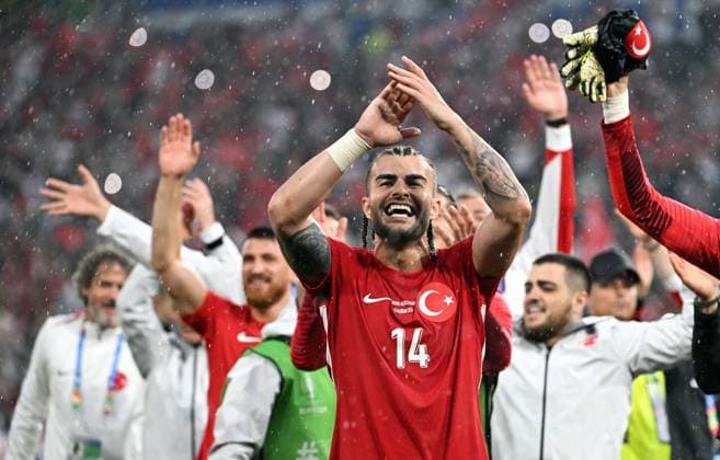 Football, European Championship, EURO 2024, Group F, Signal Iduna Park Dortmund Turkey Georgia 3 1 Final cheer Abdülkerim Bardakci TUR Cheers, joy, action