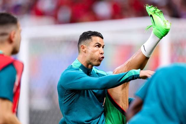 2024-06-18 Portugal v Czechia - Group F - UEFA EURO, EM, Europameisterschaft,Fussball 2024 LEIPZIG, GERMANY - JUNE 18: Cristiano Ronaldo of Portugal warms up before the Group F - UEFA EURO 2024 match between Portugal and Czechia at Red Bull Arena on June 18, 2024 in Leipzig, Germany. (Photo by Peter Lous BSR Agency) Leipzig Germany Content not available for redistribution in The Netherlands directly or indirectly through any third parties. Copyright: xBSRxAgencyx