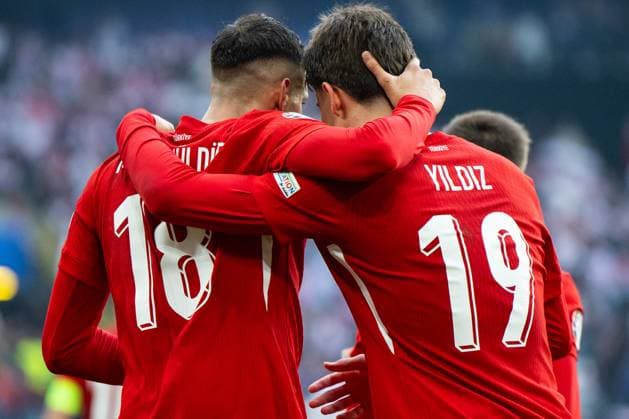 Turkiye v Georgia: Group F - UEFA EURO, EM, Europameisterschaft,Fussball 2024 Mert Muelduer of Turkey is celebrating after scoring his team s first goal with Kenan Yildiz of Turkey (L-R) during the UEFA EURO 2024 group stage match between Turkiye and Georgia at Football Stadium Dortmund on June 18, 2024, in Dortmund, Germany. Dortmund Germany  Copyright: xHeshamxElsherifx originalFilename:elsherif-notitle240618_np3Mn.jpg