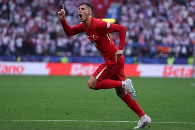 Turkiye vs Georgia Mert Muldur of Turkiye celebrates after scoring a goal during the UEFA EURO, EM, Europameisterschaft,Fussball 2024 Group F match between Turkiye and Georgia at BVB Stadion Dortmund on June 18, 2024 in Dortmund, Germany. Dortmund BVB Stadion Dortmund Germany Copyright: xMarcoxCanonierox