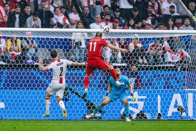 Yusuf Yazici Turkey, 11 Otar Kakabadze Georgia, 2 Giorgie Mamardashvili Georgia, 25 Turkey vs Georgia, Men, Football, Matchday 1, EURO 2024, 18 06 2024, European Championship, Group F Turkey vs Georgia, Men, Football, Matchday 1, EURO 2024, 18 06 2024, European Championship, Group F Dortmund Copyright: xEibner-Pressefoto BahhoxKarax EP_TUR