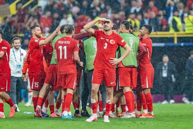 Merih Demiral Turkey, 3 Yusuf Yazici Turkey, 11 Salih Oezcan Turkey, 15 Turkey vs Georgia, Men, Football, 1 Matchday, EURO 2024, 18 06 2024, European Championship, Group F Turkey vs Georgia, Men, Football, 1 Matchday, EURO 2024, 18 06 2024, European Championship, Group F Dortmund Copyright: xEibner-Pressefoto BahhoxKarax EP_TUR
