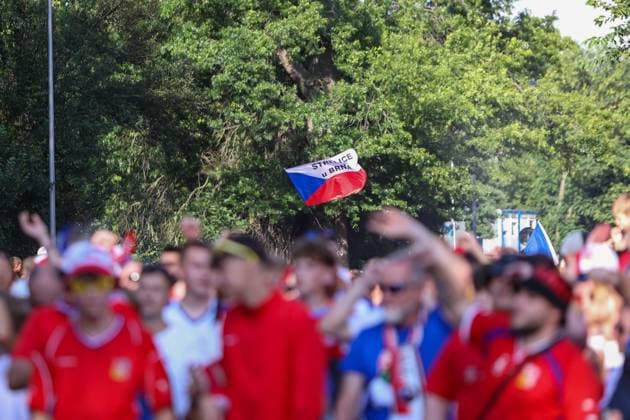 Leipzig Thousands of Czechs walk through Leipzig Fan march from the city center to the stadium 18 06 2024 from Leipzig city area Before the first European Championship match in Leipzig between Portugal and the Czech Republic, several thousand Czechs formed a fan march between Leipzigs Richard Wagner Square and the stadium During the march, they set off pyrotechnics, but the march remained peaceful, according to a police spokesman Most of the fans are now in the stadium The match starts at 9 pm The police are on duty with more than 2,000 forces from Saxony, other federal states as well as from the Czech Republic and Portugal Leipzig Saxony Germany Copyright: xEHLxMediax 240618_em-fanmarsch-tschechien-leipzig_10