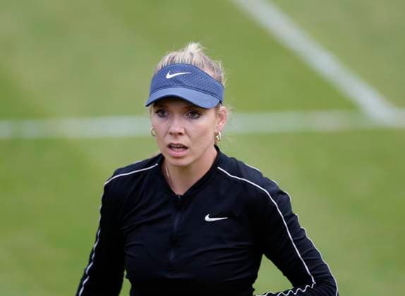 18th June 2024; Edgbaston Priory Club, Birmingham, England: Rothesay Tennis Classic Birmingham, Day 2; Katie Boulter (GBR) in her womens singles match against Anhelina Kalinina (UKR)  ActionPlus12656620 RogerxEvans
