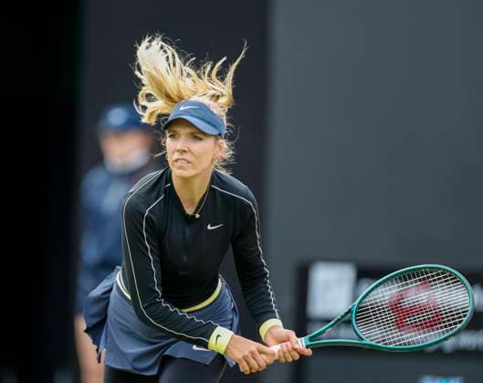18th June 2024; Edgbaston Priory Club, Birmingham, England: Rothesay Tennis Classic Birmingham, Day 2; Katie Boulter (GBR) in her womens singles match against Anhelina Kalinina (UKR)  ActionPlus12656635 RogerxEvans
