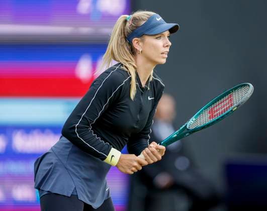 18th June 2024; Edgbaston Priory Club, Birmingham, England: Rothesay Tennis Classic Birmingham, Day 2; Katie Boulter (GBR) in her womens singles match against Anhelina Kalinina (UKR)  ActionPlus12656645 RogerxEvans