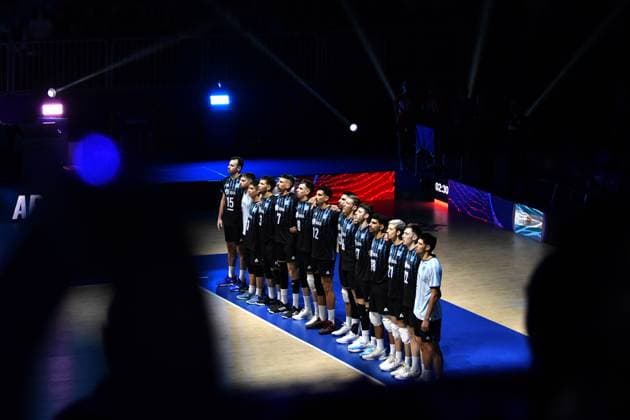 Ljubljana, Slovenia, June 18st 2024: Team Argentina during the FIVB Men s Volleyball Nations League match between Slovenia and Argentina at Arena Stozice, Ljubljana, Slovenia. (Natasa Kupljenik SPP) Copyright: xNatasaxKupljenikx xSPPx spp-en-NaKuSp-NNP_2818