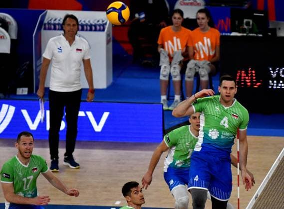 Ljubljana, Slovenia, June 18st 2024: Jan Kozamernik of Slovenia (R) in action during the FIVB Men s Volleyball Nations League match between Slovenia and Argentina at Arena Stozice, Ljubljana, Slovenia. (Natasa Kupljenik SPP) Copyright: xNatasaxKupljenikx xSPPx spp-en-NaKuSp-NNP_2834