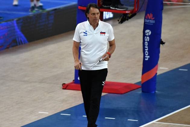 Ljubljana, Slovenia, June 18st 2024: Gheorghe Cretu head coach of Slovenia during the FIVB Men s Volleyball Nations League match between Slovenia and Argentina at Arena Stozice, Ljubljana, Slovenia. (Natasa Kupljenik SPP) Copyright: xNatasaxKupljenikx xSPPx spp-en-NaKuSp-NNP_2932