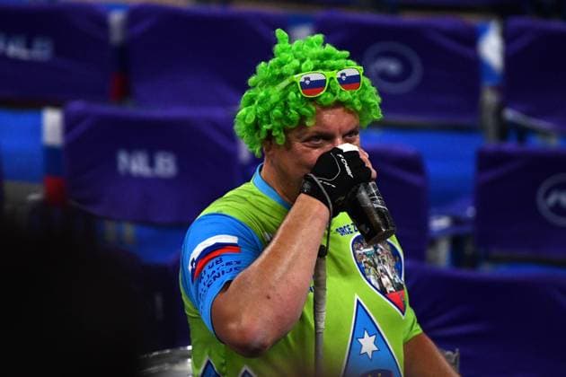 Ljubljana, Slovenia, June 18st 2024: Slovenian fan during the FIVB Men s Volleyball Nations League match between Slovenia and Argentina at Arena Stozice, Ljubljana, Slovenia. (Natasa Kupljenik SPP) Copyright: xNatasaxKupljenikx xSPPx spp-en-NaKuSp-NNP_2900