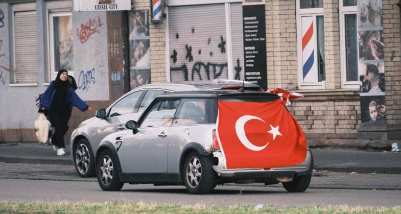 18 06 2024 Kassel European Football Championship 2024 UEFA EURO 2024 Turkish fans celebrate in Kassel after the Turkish European Championship teams victory over Georgia