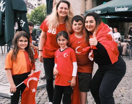18 06 2024 Kassel European Football Championship 2024 UEFA EURO 2024 Turkish fans celebrate in Kassel after the Turkish European Championship teams victory over Georgia