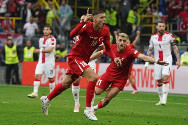 EURO 2024, football, UEFA Euro 2024, EM 2024, group stage, group F, Turkey Georgia BVB stadium Dortmund mert müldür Turkey, cheers action, single image