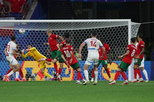 Lukas Provod of Czechia scores the opening goal Portugal v Czechia, UEFA European Championship, EM, Europameisterschaft 2024, Group F, Football, Leipzig Stadium, Leipzig, Germany, 18 Jun 2024 EDITORIAL USE ONLY No use with unauthorised audio, video, data, fixture lists, club league logos or live services. Online in-match use limited to 120 images, no video emulation. No use in betting, games or single club league player publications.  Copyright: xMattxWest Shutterstockx 14543474bu