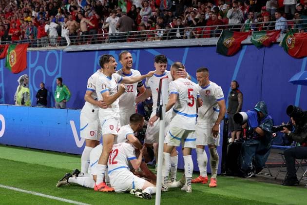 18 06 2024, xtgx, Football EM 2024, Portugal Czech Republic emspor, v l goal celebration after the goal to celebrate the goal celebrate 0 by Lukas Provod Czech Republic DFL DFB REGULATIONS PROHIBIT ANY USE OF PHOTOGRAPHS as IMAGE SEQUENCES and or QUASI VIDEO Leipzig