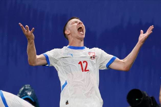 Portugal v Czechia: Group F - UEFA EURO, EM, Europameisterschaft,Fussball 2024 David Doudera of Czechia celebrates 1st goal during the UEFA EURO 2024 group stage match between Portugal and Czechia at Football Stadium Leipzig on June 18, 2024 in Leipzig, Germany. Leipzig Football Stadium Leipzig Germany Germany Copyright: xRichardxSellers Sportsphoto APLx 14041322