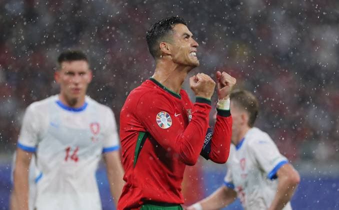 Cristiano Ronaldo disappointed after missed goal chance Disappointment Sport Football Soccer European Championship Euro 2024 European Championship Men Season 2023 2024 18 06 2024 Portugal POR vs Czech Republic CZE in Leipzig DFL regulations prohibit any use of photographs as image sequences and or quasi video