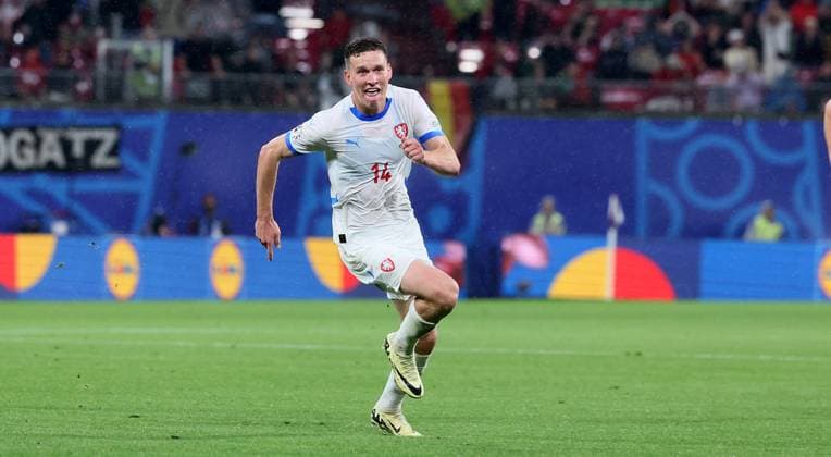 Portugal Czech Republic UEFA EURO 2024 Leipzig, 18 06 2024, Leipzig Stadium, UEFA EURO 2024 Germany , Gr F Preliminary Round , PORTUGAL vs CZECH REPUBLIC , Goal for Czech Republic 0 1 In the picture goal scorer Lukas Provod 14, Czech Republic , Goal celebration , Picture Point