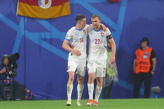 Portugal Czech Republic UEFA EURO 2024 Leipzig, 18 06 2024, Leipzig Stadium, UEFA EURO 2024 Germany , Gr F Preliminary Round , PORTUGAL vs CZECH REPUBLIC , In the picture goal for Czech Republic, goal celebration after the 0 1, scorer Lukas Provod 14, Czech Republic