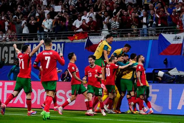 Portugal v Czechia: Group F - UEFA EURO, EM, Europameisterschaft,Fussball 2024 Francisco Conceisao right winger of Portugal and FC Porto celebrates after scoring his sides first goal during the UEFA EURO 2024 group stage match between Portugal and Czechia at Football Stadium Leipzig on June 18, 2024 in Leipzig, Germany. Leipzig Germany  Copyright: xJosexBretonx originalFilename:breton-portugal240618_np5UL.jpg