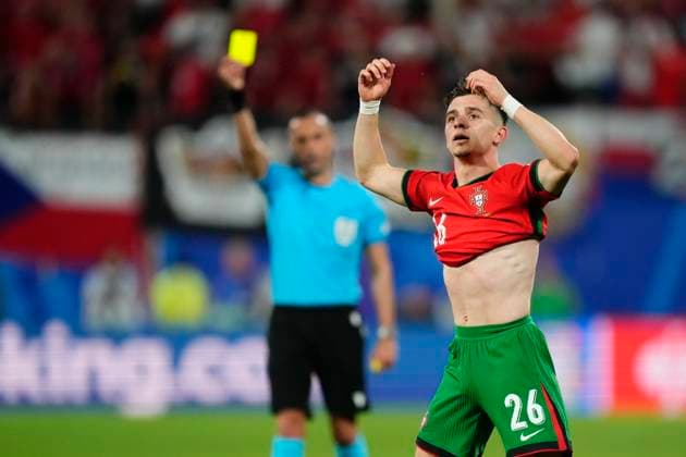 Portugal v Czechia: Group F - UEFA EURO, EM, Europameisterschaft,Fussball 2024 Francisco Conceisao right winger of Portugal and FC Porto celebrates after scoring his sides first goal during the UEFA EURO 2024 group stage match between Portugal and Czechia at Football Stadium Leipzig on June 18, 2024 in Leipzig, Germany. Leipzig Germany  Copyright: xJosexBretonx originalFilename:breton-portugal240618_npVfa.jpg
