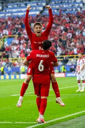 Turkiye v Georgia: Group F - UEFA EURO, EM, Europameisterschaft,Fussball 2024 Arda Gueler is celebrating a not-given goal with Orkun Koekcue of Turkey during the UEFA EURO 2024 group stage match between Turkiye and Georgia at Football Stadium Dortmund on June 18, 2024 in Dortmund, Germany. Dortmund Germany  Copyright: xHeshamxElsherifx originalFilename:elsherif-notitle240618_npjTu.jpg