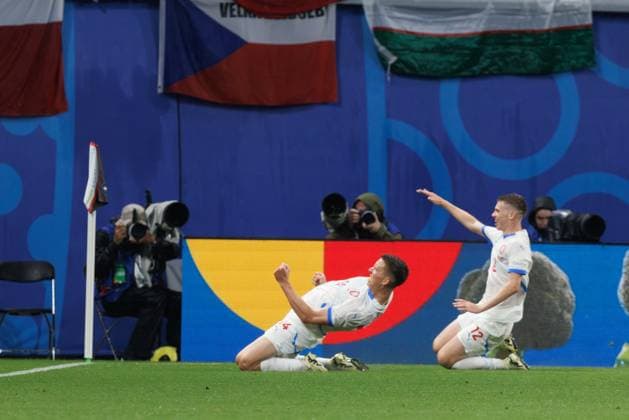 Lukas Provod celebrates after scoring goal during UEFA EURO, EM, Europameisterschaft,Fussball 2024 game between national teams of Portugal and Czech Republic at Red Bull Arena, Leipzig, Germany (Maciej Rogowski) Leipzig Red Bull Arena Germany Copyright: xMaciejxRogowskix portugalczech-21