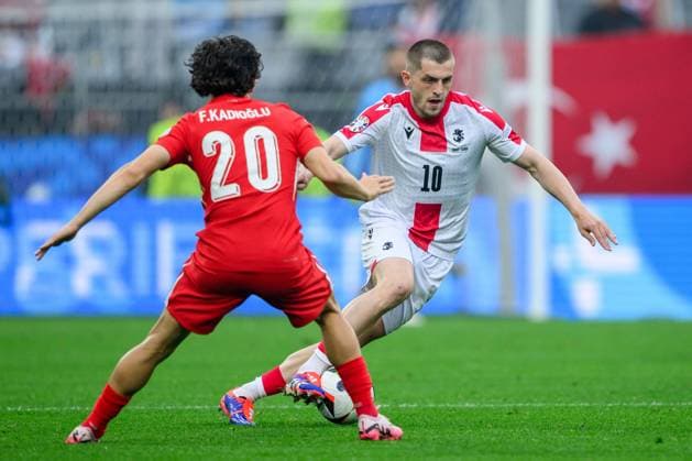 240618 Giorgi Chakvetadze of Georgia during the UEFA Euro 2024 Football Championship match between Türkiye and Georgia on June 18, 2024 in Dortmund Photo Jesper Zerman BILDBYRAN kod JZ JZ0541 fotboll football soccer fotballs em europamästerskap em uefa euro uefa european football championship euro 2024 türkiye georgien georgia bbeng turkiet turkey  Copyright: JESPERxZERMAN BB240618JZ168