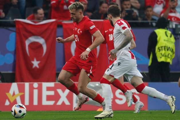 Turkey v Georgia UEFA EURO, EM, Europameisterschaft,Fussball 2024 Group F BarÄ±Åü Alper YÄ±lmaz of Turkey and Giorgi Tsitaishvili of Georgia in action during the UEFA Euro 2024 Group F match between Turkey and Georgia at Signal Iduna Park, Dortmund Copyright: xPaulxChestertonx FIL-20283-0244 UK Newspapers OUT