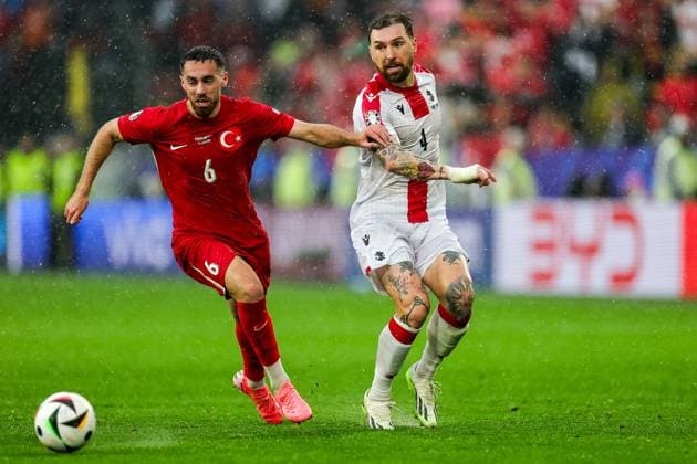 Turkey v Georgia Euro 2024 18 06 2024. Group F Guram Kashia of Georgia battles with Orkun Kokcu of Turkey during the Euro 2024 match between Turkey and Georgia at BVB Stadion, Dortmund, Germany on 18 June 2024. Editorial use only , Copyright: xNigelxKeenex PSI-19820-0086