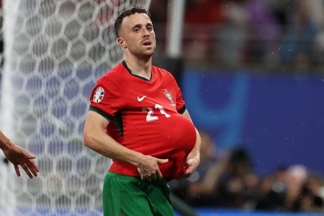 Leipzig Stadium Leipzig, Tuesday, June 18, 2024 UEFA EURO 2024 Germany, Group F stage Matchday 1 Group F Portugal Czechia, Diogo Jota Portugal Torjubel, Goal celebration, celebrate the goal Copyright: JoaquimxFerreira