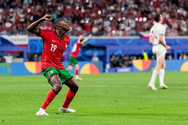 UEFA EURO 2024 Portugal Czech Republic 18 06 2024 Nuno Alexandre Tavares Mendes Portugal, 19 celebrates the 1 1 after own goal by Robin Hranac Czech Republic, 4 UEFA EURO 2024 Portugal Czech Republic Leipzig Stadium, Leipzig on 18 06 2024 Copyright: xBEAUTIFULxSPORTS Wunderlx