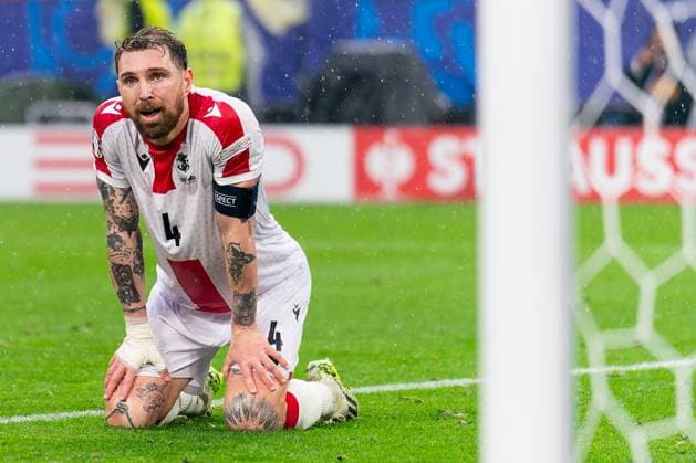 2024-06-18 Turkiye v Georgia - Group F - UEFA EURO, EM, Europameisterschaft,Fussball 2024 DORTMUND, GERMANY - JUNE 18: Guram Kashia of Georgia looks dejected during the Group F - UEFA EURO 2024 match between Turkiye and Georgia at BVB Stadion Dortmund on June 18, 2024 in Dortmund, Germany. (Photo by Joris Verwijst BSR Agency) Dortmund Germany Content not available for redistribution in The Netherlands directly or indirectly through any third parties. Copyright: xBSRxAgencyx