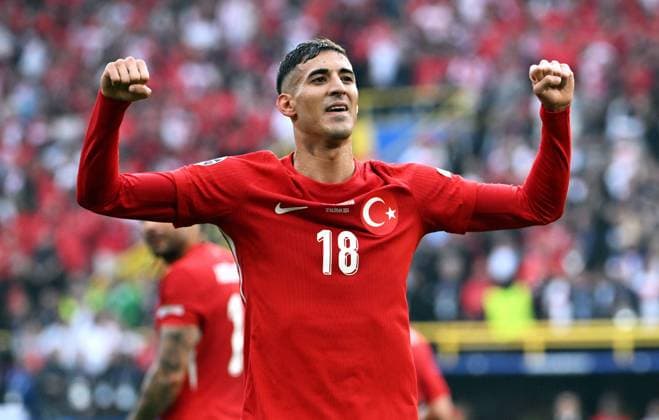 Soccer, European Championship, EURO 2024, Group F, Signal Iduna Park Dortmund Turkey Georgia 3 1 Cheers Mert Müldür TUR after his goal for 1 0 Cheers, joy, action