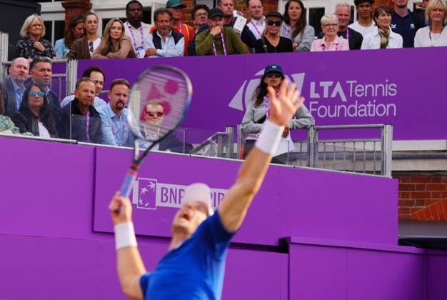 Sue Barker watches Andy Murray Cinch Championships, Day 2, Tennis, Queen s Club, London, UK - 18 June 2024  Copyright: xJavierxGarcia Shutterstockx 14543312fo