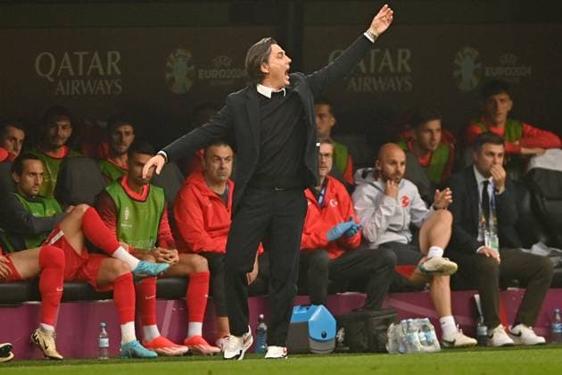 Germany Soccer Euro 2024 Turkey - Georgia 8710752 18.06.2024 Turkey s head coach Vincenzo Montella reacts during the UEFA EURO, EM, Europameisterschaft,Fussball 2024 Group F soccer match between Turkey and Georgia at the BVB Stadion in Dortmund, Germany. Alexey Filippov Sputnik Dortmund Germany  Copyright: xAlexeyxFilippovx