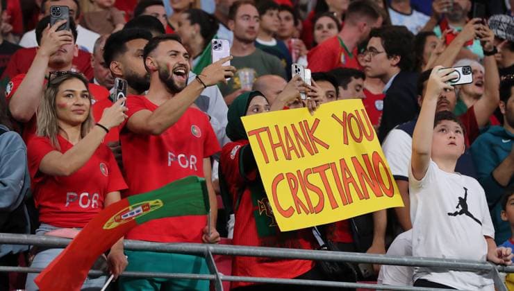 Poster of the Potugalfans thank you Cristiano Ronaldo Sport Football Soccer European Championship Euro 2024 European Championship Men Season 2023 2024 18 06 2024 Portugal POR vs Czech Republic CZE in Leipzig DFL regulations prohibit any use of photographs as image sequences and or quasi video