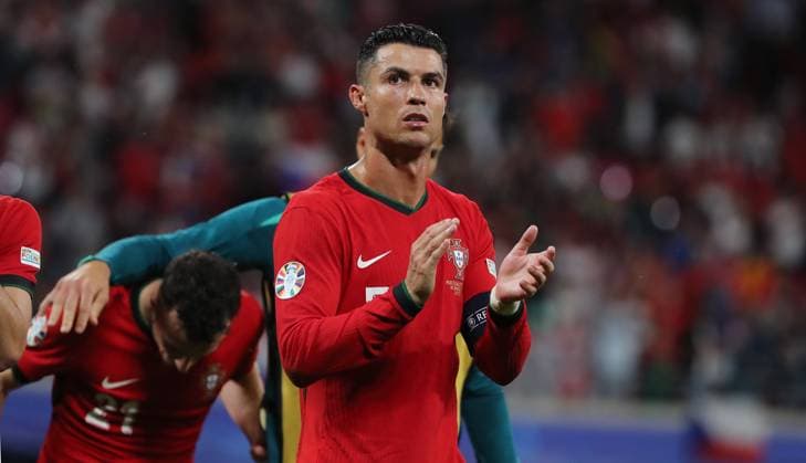 Cristiano Ronaldo clapping to the fans during the lap of honor after the end of the match Sport Football Soccer European Championship Euro 2024 European Championship Men Season 2023 2024 18 06 2024 Portugal POR vs Czech Republic CZE in Leipzig DFL regulations prohibit any use of photographs as image sequences and or quasi video