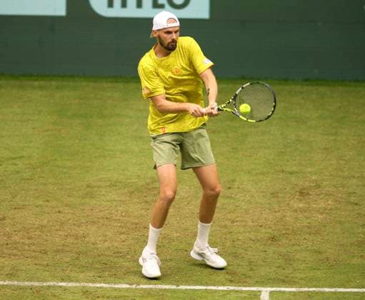 photo Oscar Otte GER loses in 3 sets against Zverev Tennis Tournament Terra Wortmann Cup at Gerry Weber Sportpark OWL Arena in Halle Westfalen Tue 18 06 2024