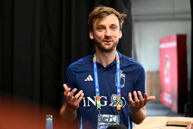 Belgium Media Activities - UEFA EURO, EM, Europameisterschaft,Fussball 2024 19 06 2024 FREIBERG AM NECKA, GERMANY - JUNE 19 : Operational director football Jelle Schelstraete talking to the press during a press conference, PK, Pressekonferenz of the Belgian Red Devils at the UEFA EURO 2024 European Football Championship tournament on June 19, 2024 in Freiberg am Necka, Germany, 19 06 2024 Freiberg am Necka Germany  Copyright: xVincentxKalutx