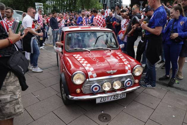 PXL_Mini Cooper fan car Mini Cooper in croatian colours in Hamburg, Germany on 19. June 2024. before UEFA EURO, EM, Europameisterschaft,Fussball 2024 match Croatia - Albania. LukaxStanzl PIXSELL