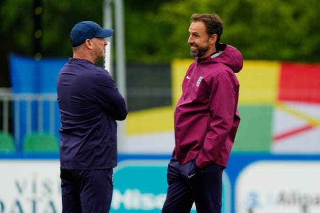 England manager Gareth Southgate England Training Session, UEFA European Championship, EM, Europameisterschaft 2024, Group C, Football, Spa & Golf Resort Weimarer Land, Blankenhain, Germany, 19 Jun 2024 EDITORIAL USE ONLY No use with unauthorised audio, video, data, fixture lists, club league logos or live services. Online in-match use limited to 120 images, no video emulation. No use in betting, games or single club league player publications.  Copyright: xDavexShopland Shutterstockx 14546613i