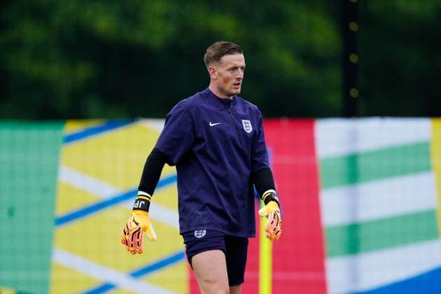 Jordan Pickford of England England Training Session, UEFA European Championship, EM, Europameisterschaft 2024, Group C, Football, Spa & Golf Resort Weimarer Land, Blankenhain, Germany, 19 Jun 2024 EDITORIAL USE ONLY No use with unauthorised audio, video, data, fixture lists, club league logos or live services. Online in-match use limited to 120 images, no video emulation. No use in betting, games or single club league player publications.  Copyright: xDavexShopland Shutterstockx 14546613g