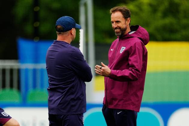 England manager Gareth Southgate England Training Session, UEFA European Championship, EM, Europameisterschaft 2024, Group C, Football, Spa & Golf Resort Weimarer Land, Blankenhain, Germany, 19 Jun 2024 EDITORIAL USE ONLY No use with unauthorised audio, video, data, fixture lists, club league logos or live services. Online in-match use limited to 120 images, no video emulation. No use in betting, games or single club league player publications.  Copyright: xDavexShopland Shutterstockx 14546613n